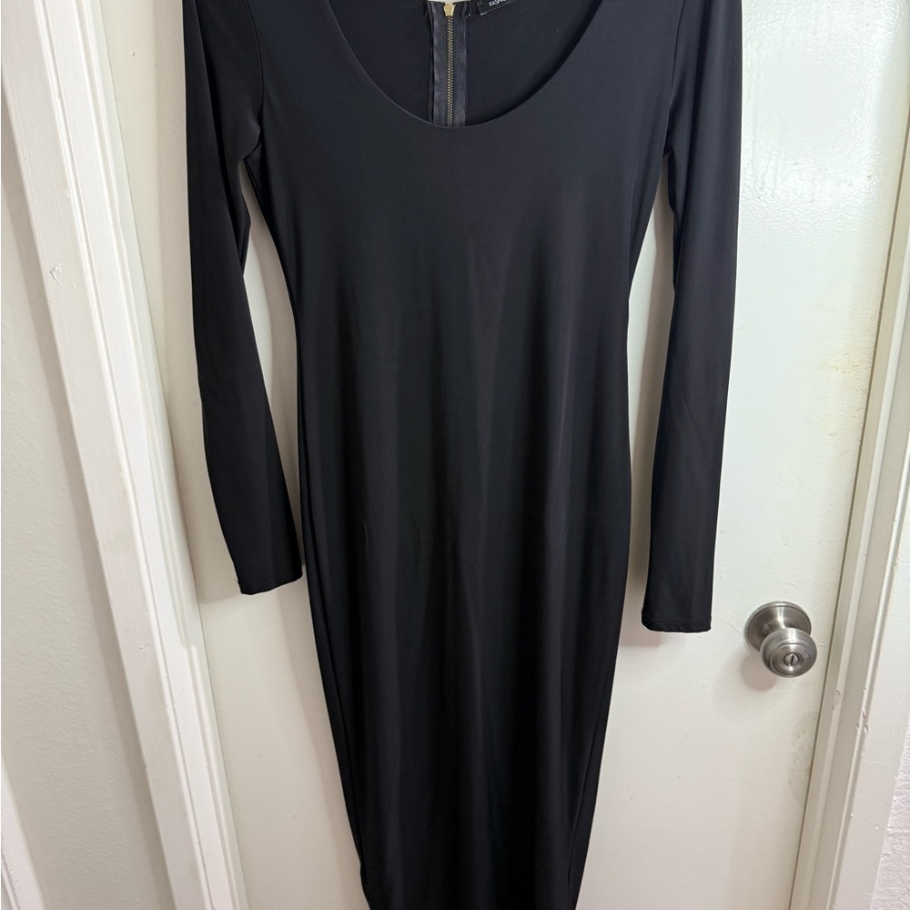Fashion Nova Black Long Sleeve Bodycon Dress